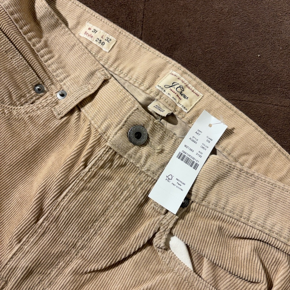J. Crew Men’s Tan Corduroy Pants